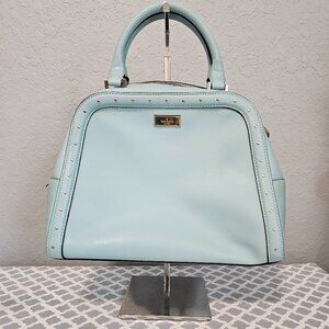 Kate Spade Helena Street Rocki Studded Leather Satchel Light Blue
